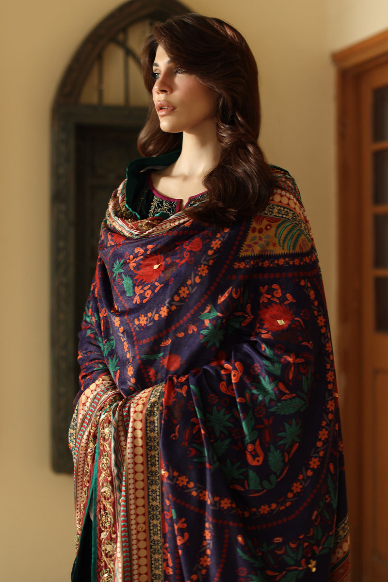 Aisha Imran | Printed Panache Velvet Shawls 25 | Liyana Velvet Shawl - Official Aisha Imran stockist in UK - Sakeena London