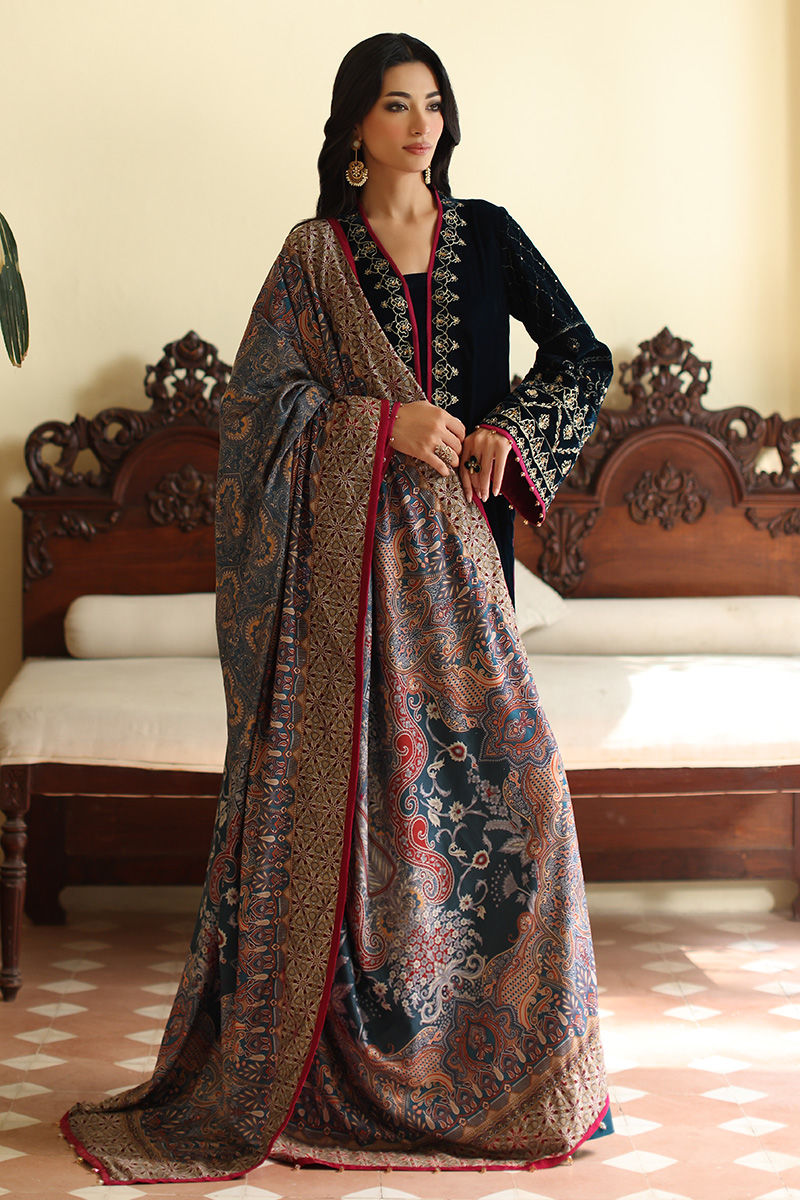 Aisha Imran | Printed Panache Velvet Shawls 25 | Reeva Velvet Shawl - Official Aisha Imran stockist in UK - Sakeena London