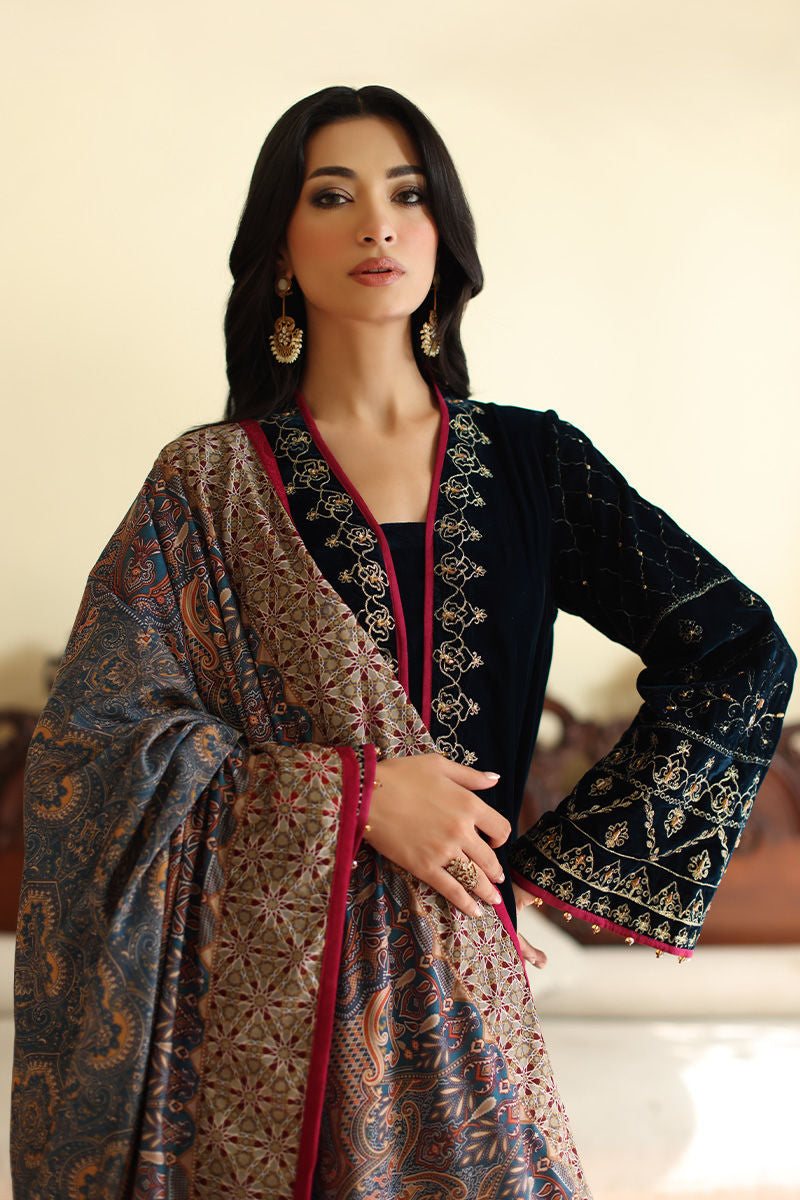 Aisha Imran | Printed Panache Velvet Shawls 25 | Reeva Velvet Shawl - Official Aisha Imran stockist in UK - Sakeena London