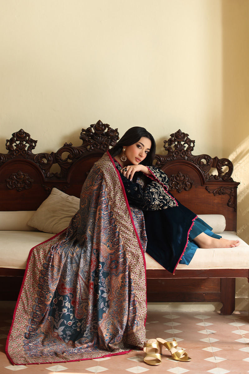 Aisha Imran | Printed Panache Velvet Shawls 25 | Reeva Velvet Shawl - Official Aisha Imran stockist in UK - Sakeena London