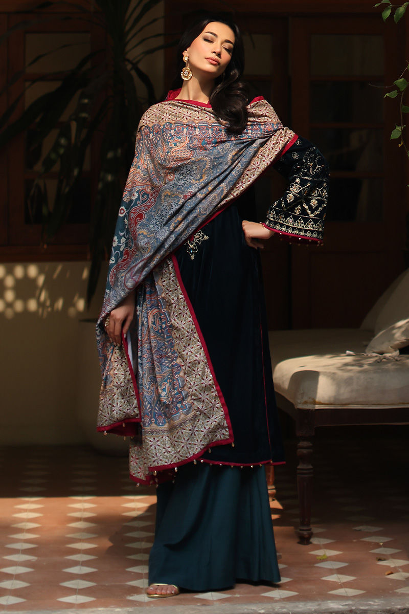 Aisha Imran | Printed Panache Velvet Shawls 25 | Reeva Velvet Shawl - Official Aisha Imran stockist in UK - Sakeena London