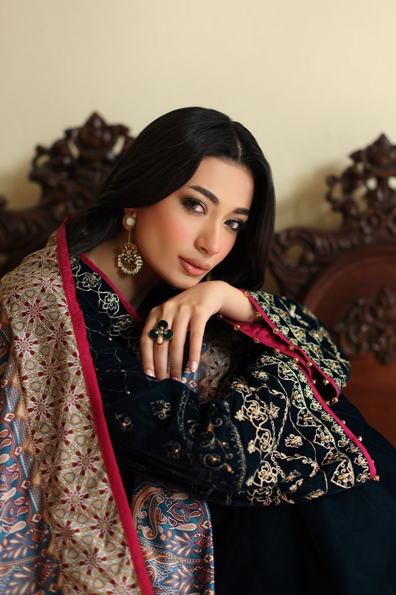 Aisha Imran | Printed Panache Velvet Shawls 25 | Reeva Velvet Shawl - Official Aisha Imran stockist in UK - Sakeena London