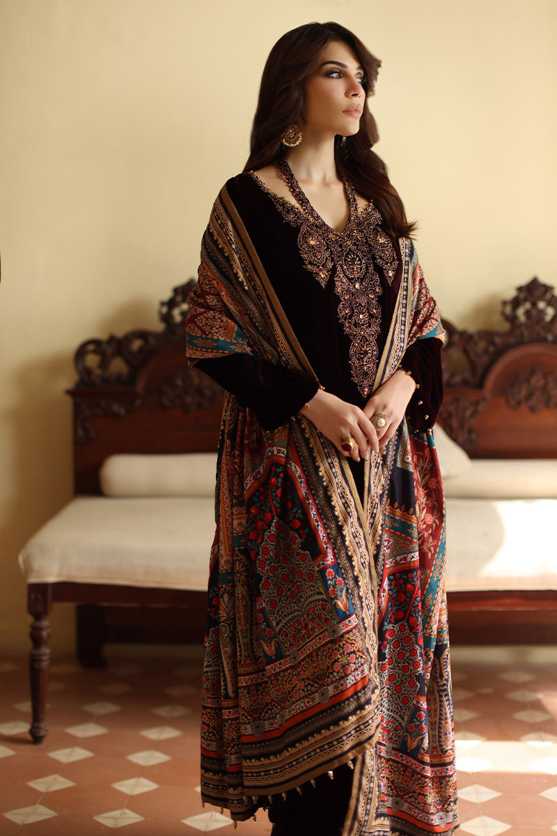 Aisha Imran | Printed Panache Velvet Shawls 25 | Selina Velvet Shawl - Official Aisha Imran stockist in UK - Sakeena London
