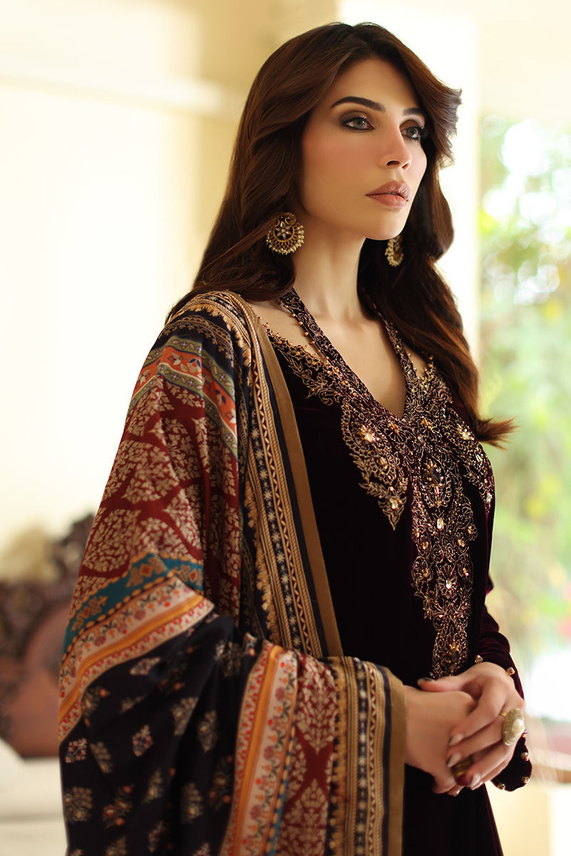 Aisha Imran | Printed Panache Velvet Shawls 25 | Selina Velvet Shawl - Official Aisha Imran stockist in UK - Sakeena London