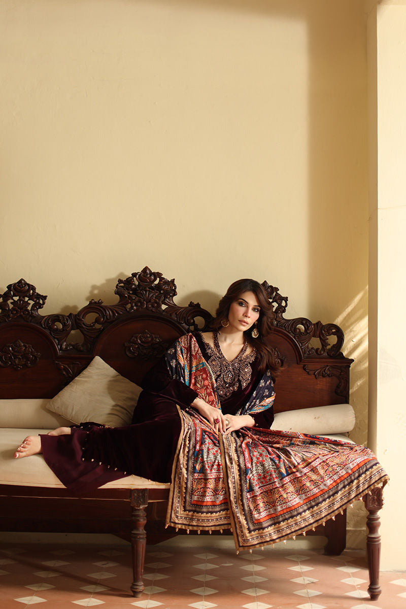 Aisha Imran | Printed Panache Velvet Shawls 25 | Selina Velvet Shawl - Official Aisha Imran stockist in UK - Sakeena London