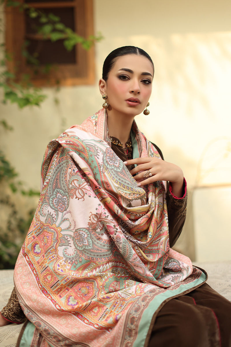 Aisha Imran | Printed Panache Velvet Shawls 25 | Inara Velvet Shawl - Official Aisha Imran stockist in UK - Sakeena London