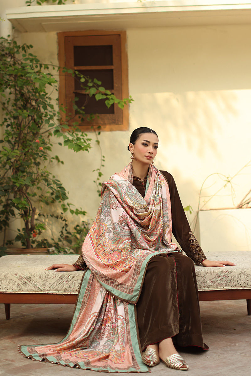 Aisha Imran | Printed Panache Velvet Shawls 25 | Inara Velvet Shawl - Official Aisha Imran stockist in UK - Sakeena London