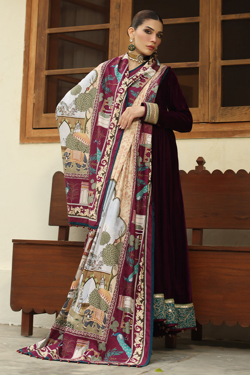 Aisha Imran | Printed Panache Velvet Shawls 25 | Safa Velvet Shawl - Official Aisha Imran stockist in UK - Sakeena London