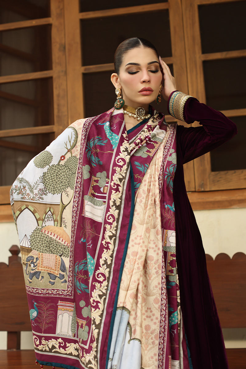 Aisha Imran | Printed Panache Velvet Shawls 25 | Safa Velvet Shawl - Official Aisha Imran stockist in UK - Sakeena London