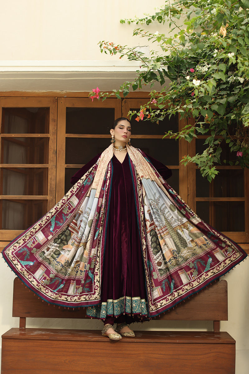 Aisha Imran | Printed Panache Velvet Shawls 25 | Safa Velvet Shawl - Official Aisha Imran stockist in UK - Sakeena London