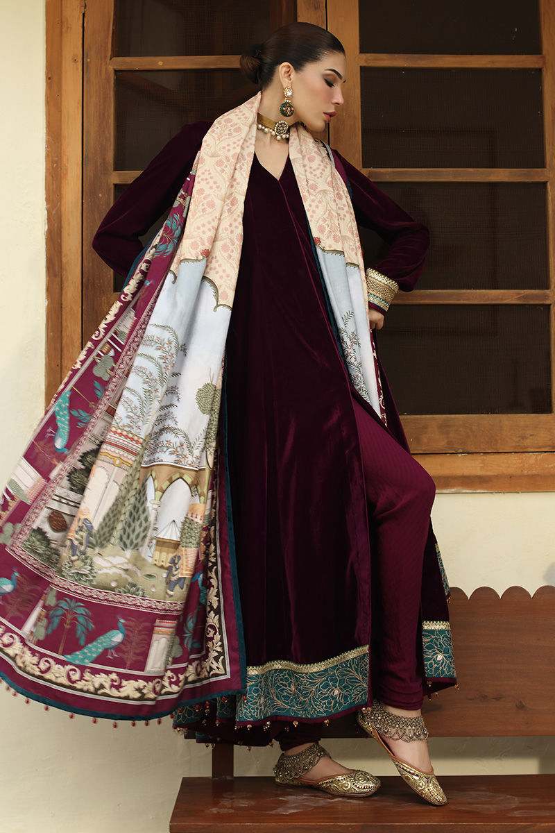Aisha Imran | Printed Panache Velvet Shawls 25 | Safa Velvet Shawl - Official Aisha Imran stockist in UK - Sakeena London