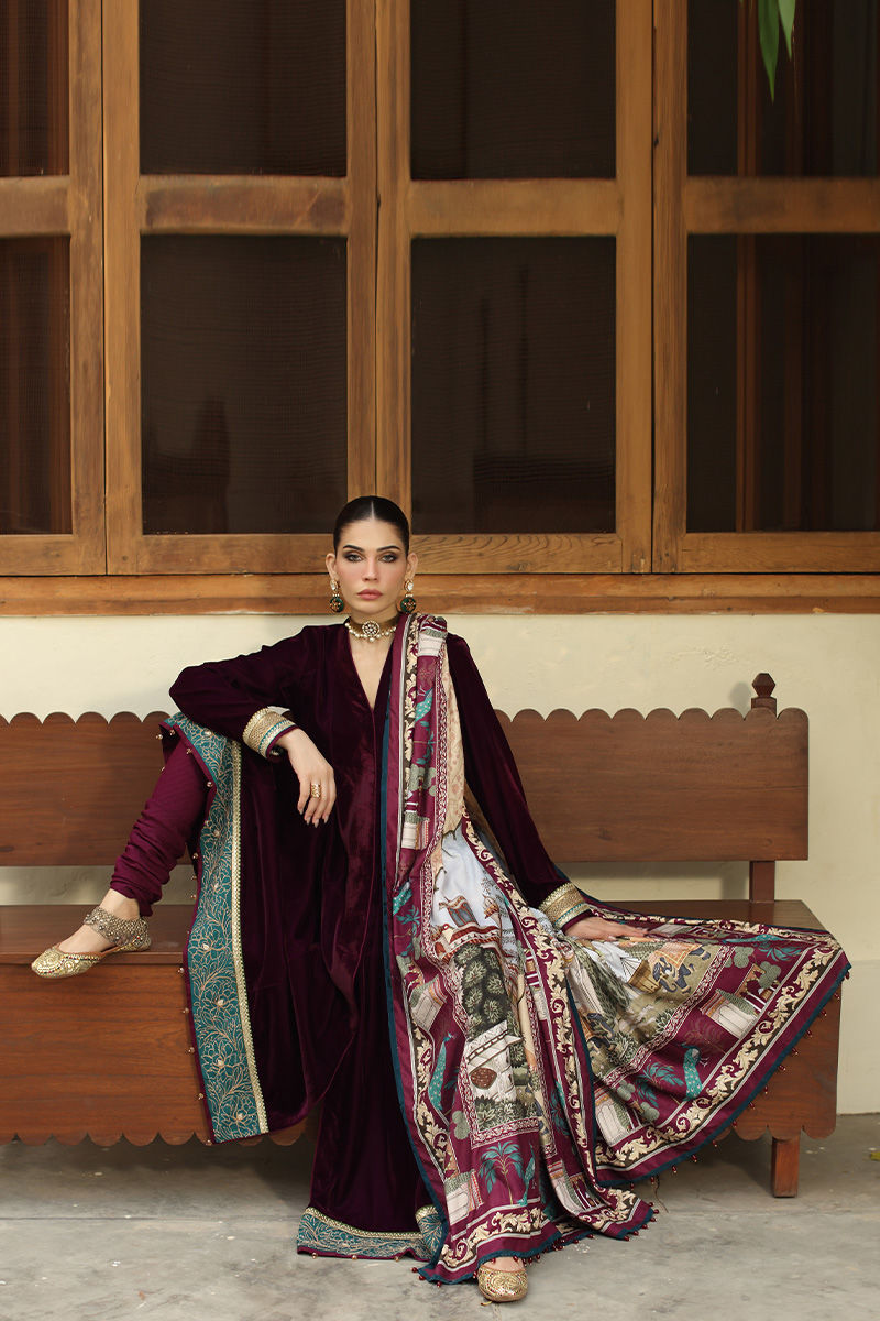 Aisha Imran | Printed Panache Velvet Shawls 25 | Safa Velvet Shawl - Official Aisha Imran stockist in UK - Sakeena London