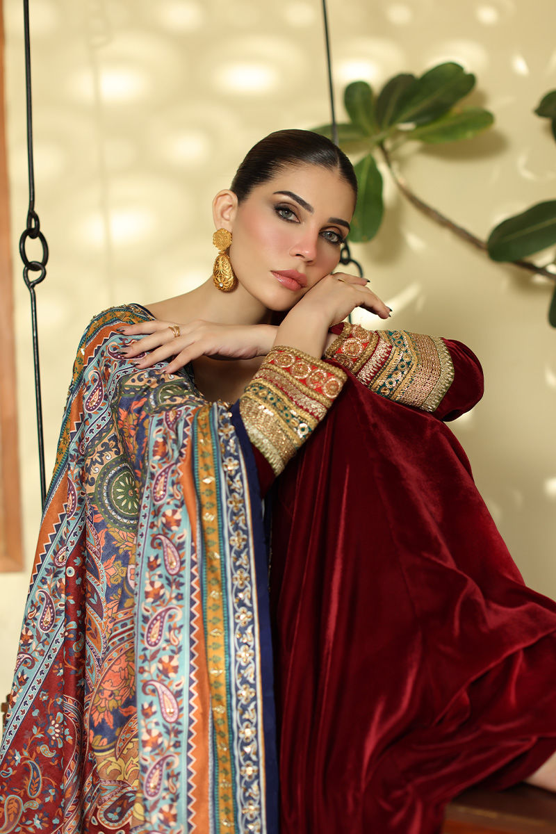 Aisha Imran | Printed Panache Velvet Shawls 25 | Maelin Velvet Shawl - Official Aisha Imran stockist in UK - Sakeena London
