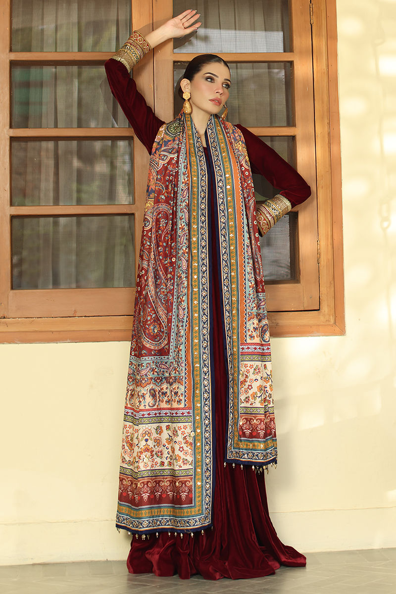 Aisha Imran | Printed Panache Velvet Shawls 25 | Maelin Velvet Shawl - Official Aisha Imran stockist in UK - Sakeena London