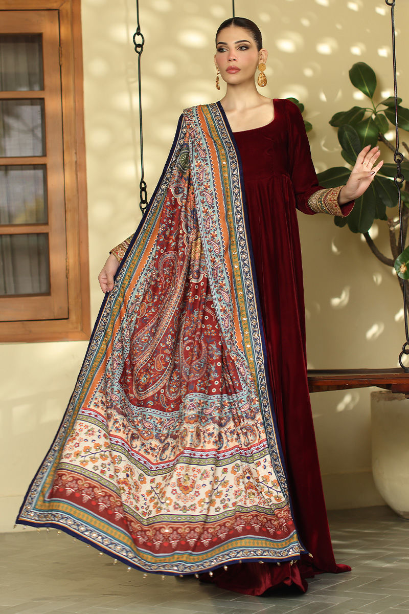 Aisha Imran | Printed Panache Velvet Shawls 25 | Maelin Velvet Shawl - Official Aisha Imran stockist in UK - Sakeena London