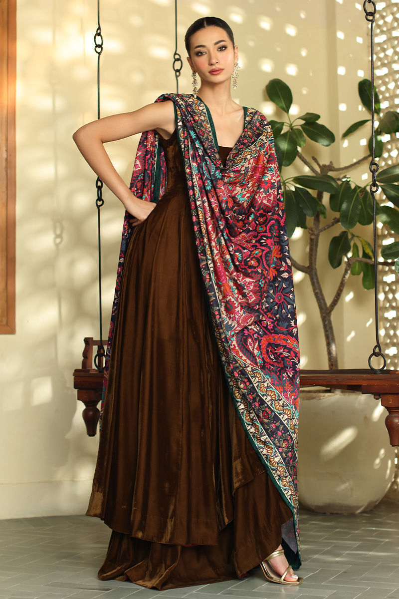 Aisha Imran | Printed Panache Velvet Shawls 25 | Inaaya Velvet Shawl - Official Aisha Imran stockist in UK - Sakeena London