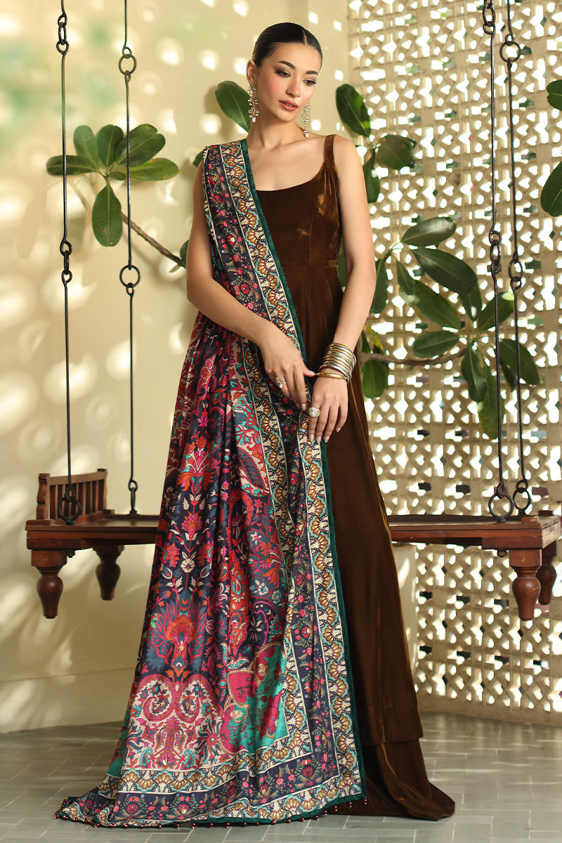 Aisha Imran | Printed Panache Velvet Shawls 25 | Inaaya Velvet Shawl - Official Aisha Imran stockist in UK - Sakeena London