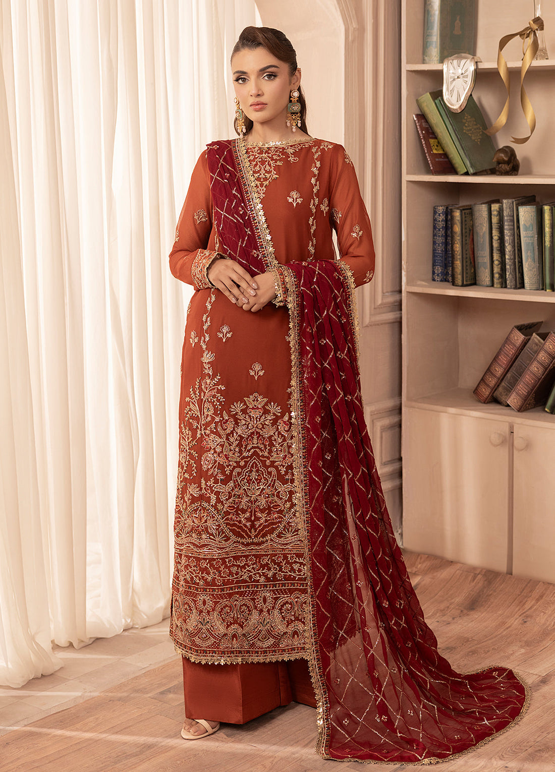 Sahane | Elyssa Festive Chiffon | CT-19007 Dune - ELYSSA - Official Sahane stockist in UK - Sakeena London
