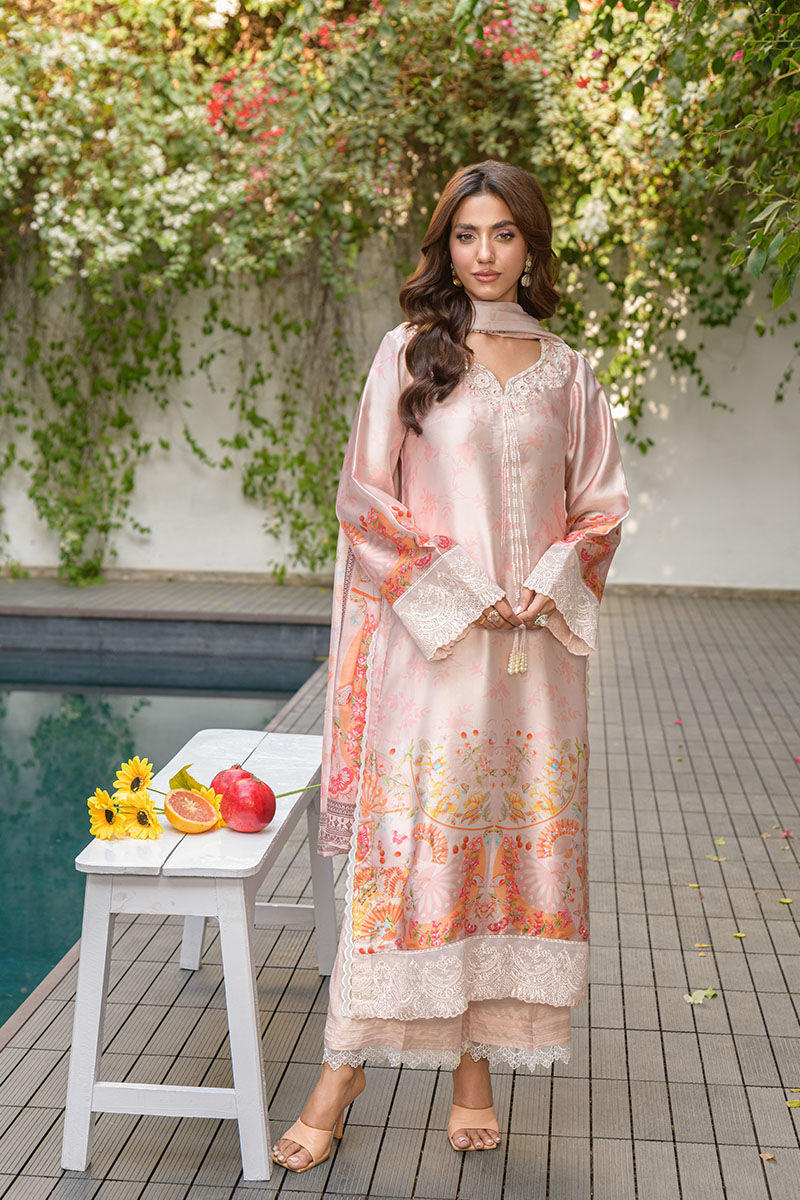 Fatima Khan | Eid Digital Silk Prints | Oriental Peach - Official Fatima Khan stockist in UK - Sakeena London
