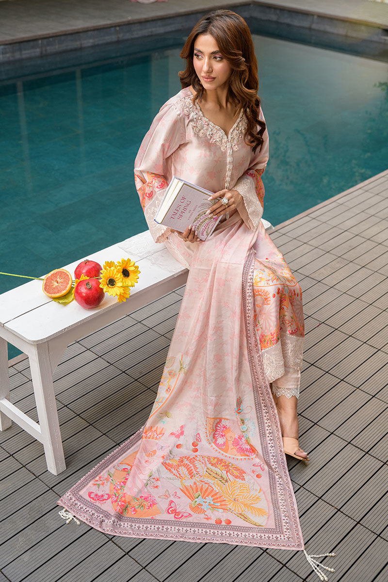 Fatima Khan | Eid Digital Silk Prints | Oriental Peach - Official Fatima Khan stockist in UK - Sakeena London