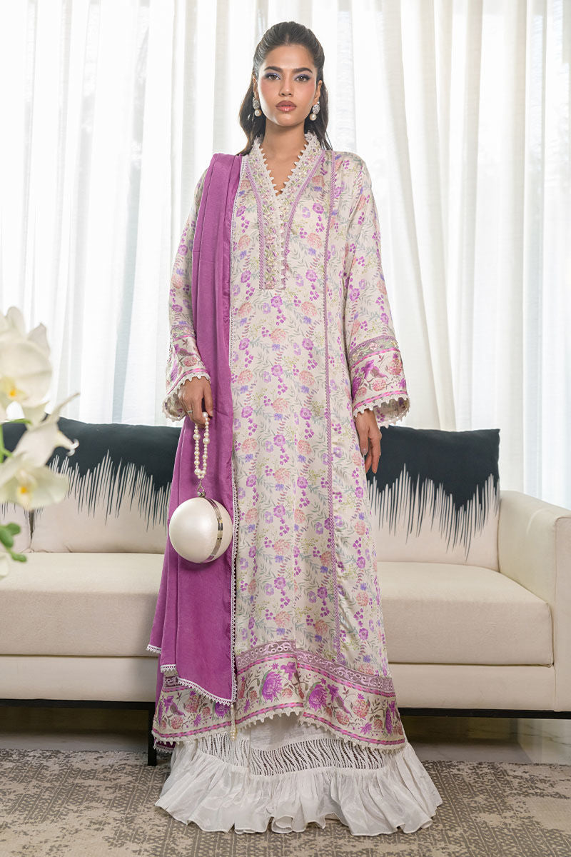 Fatima Khan | Eid Digital Silk Prints | Lavender Ivory - Official Fatima Khan stockist in UK - Sakeena London