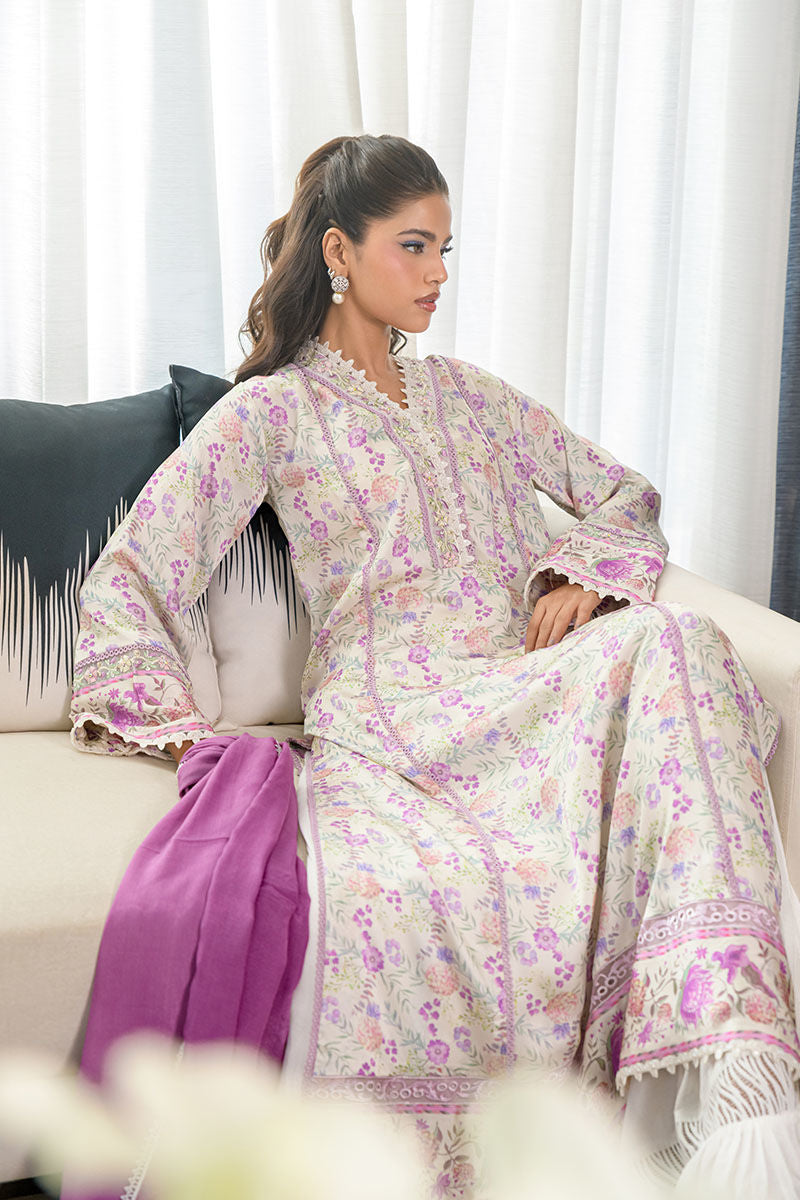 Fatima Khan | Eid Digital Silk Prints | Lavender Ivory - Official Fatima Khan stockist in UK - Sakeena London