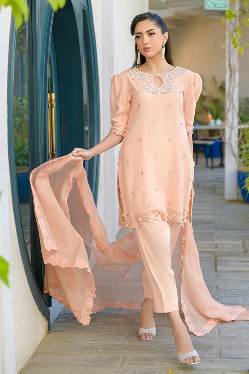 Fatima Khan | La Fleur Eid Edit | Peach Buzz - Official Fatima Khan stockist in UK - Sakeena London