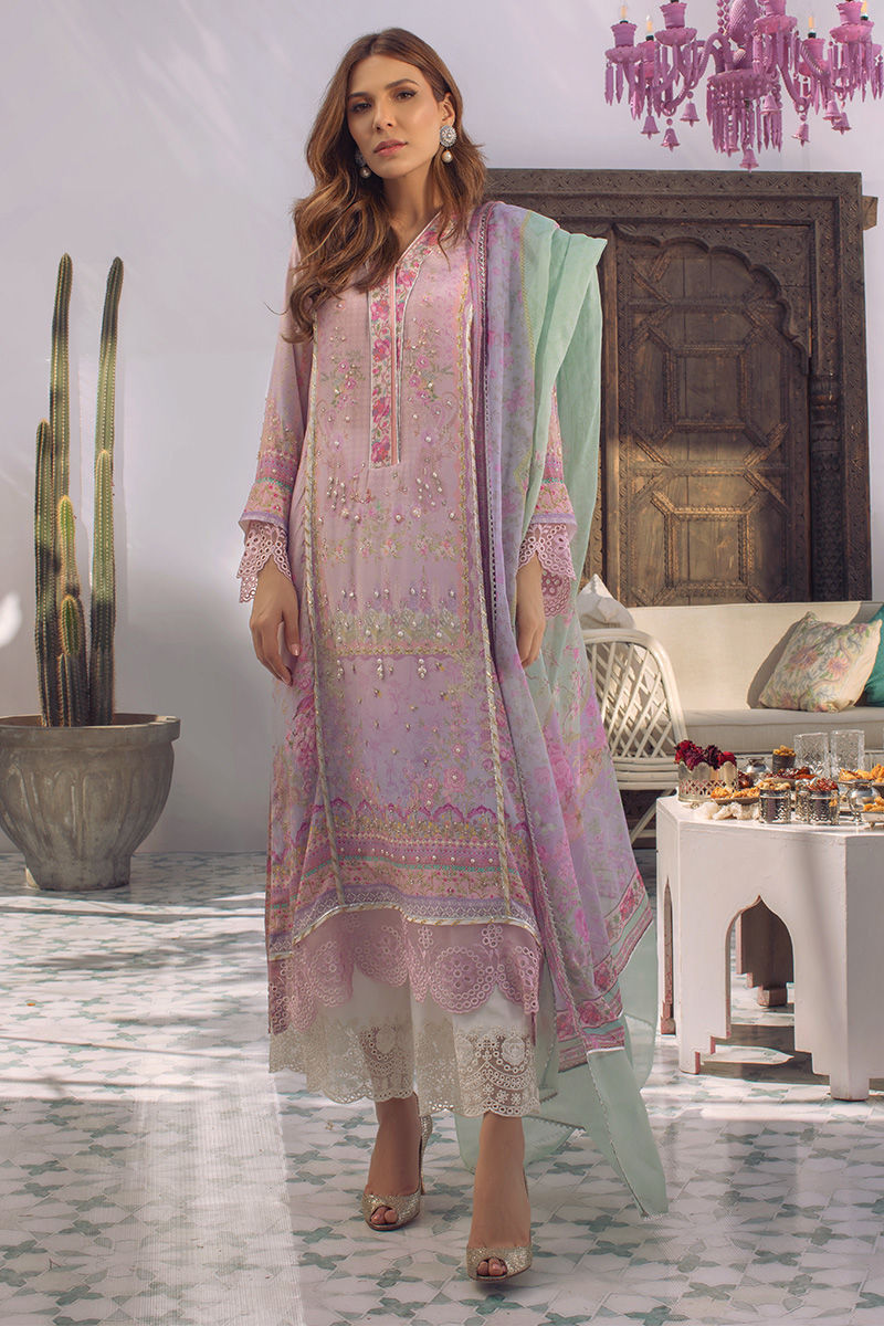 Ansab Jahangir | Digital Silk | Lilac Paisley - Official Ansab Jahangir stockist in UK - Sakeena London