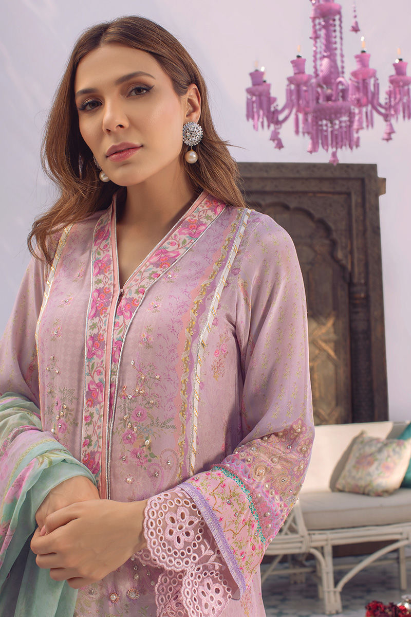 Ansab Jahangir | Digital Silk | Lilac Paisley - Official Ansab Jahangir stockist in UK - Sakeena London