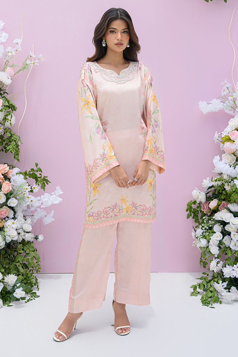 Fatima Khan | Eid Digital Silk Prints | Peach Blossoms - Official Fatima Khan stockist in UK - Sakeena London