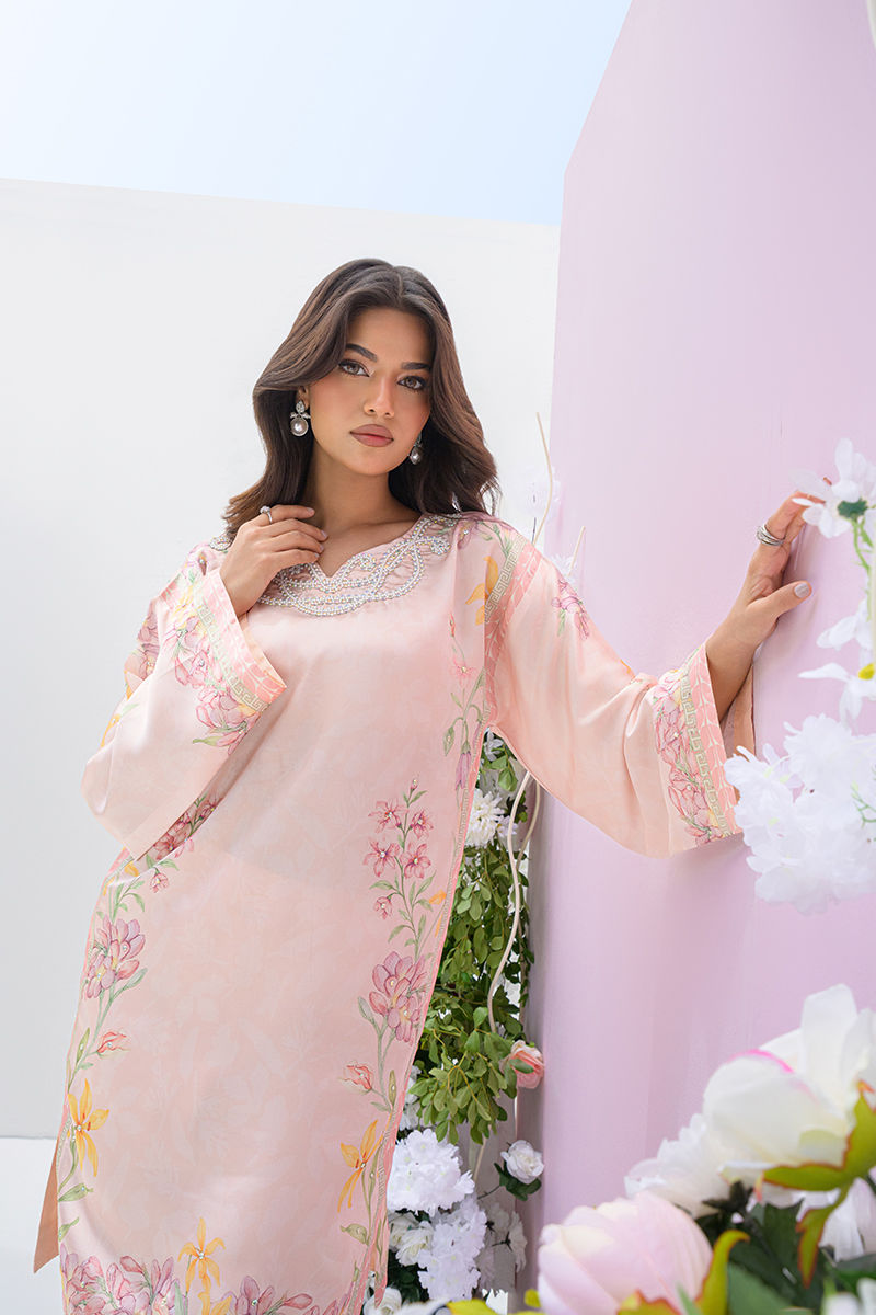 Fatima Khan | Eid Digital Silk Prints | Peach Blossoms - Official Fatima Khan stockist in UK - Sakeena London