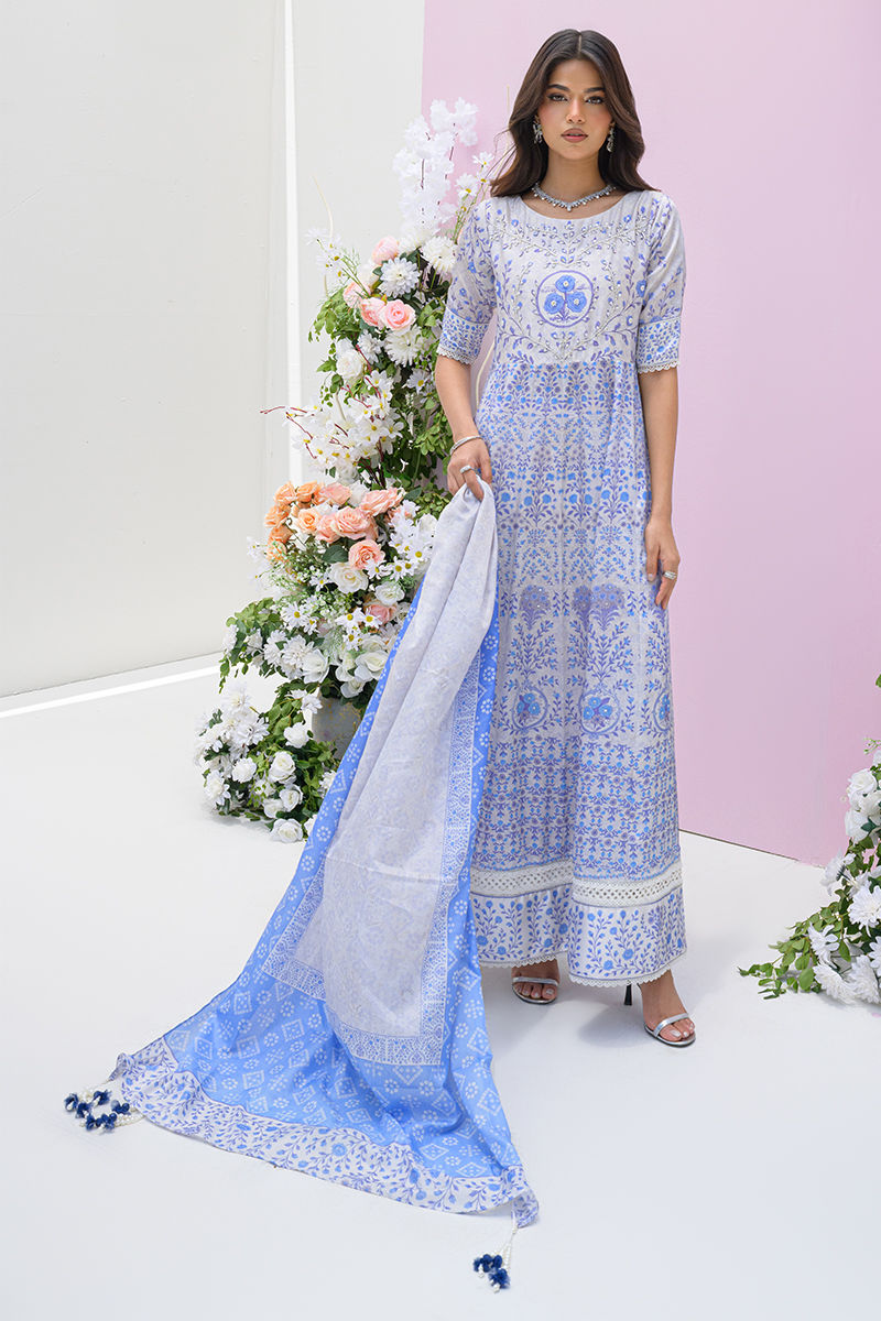 Fatima Khan | Eid Digital Silk Prints | Azure Blue - Official Fatima Khan stockist in UK - Sakeena London