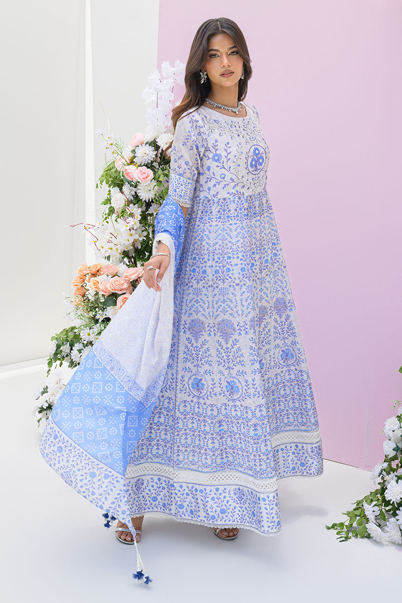Fatima Khan | Eid Digital Silk Prints | Azure Blue - Official Fatima Khan stockist in UK - Sakeena London
