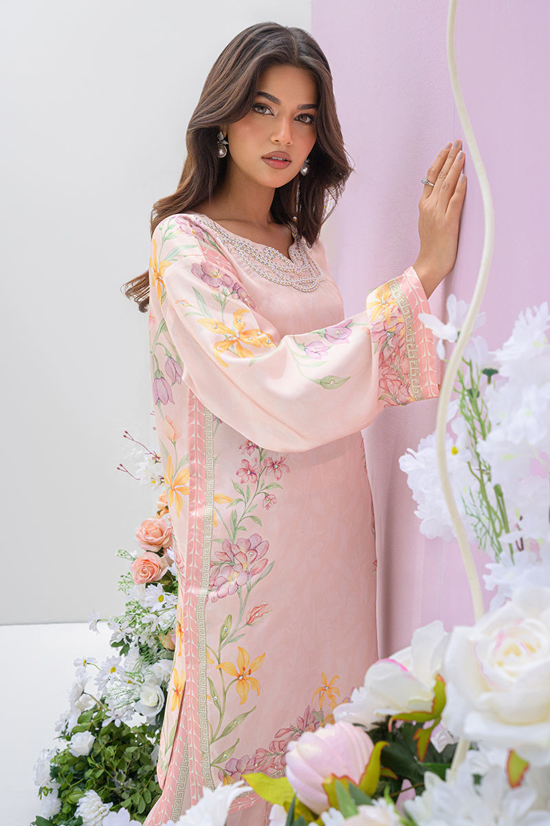 Fatima Khan | Eid Digital Silk Prints | Peach Blossoms - Official Fatima Khan stockist in UK - Sakeena London