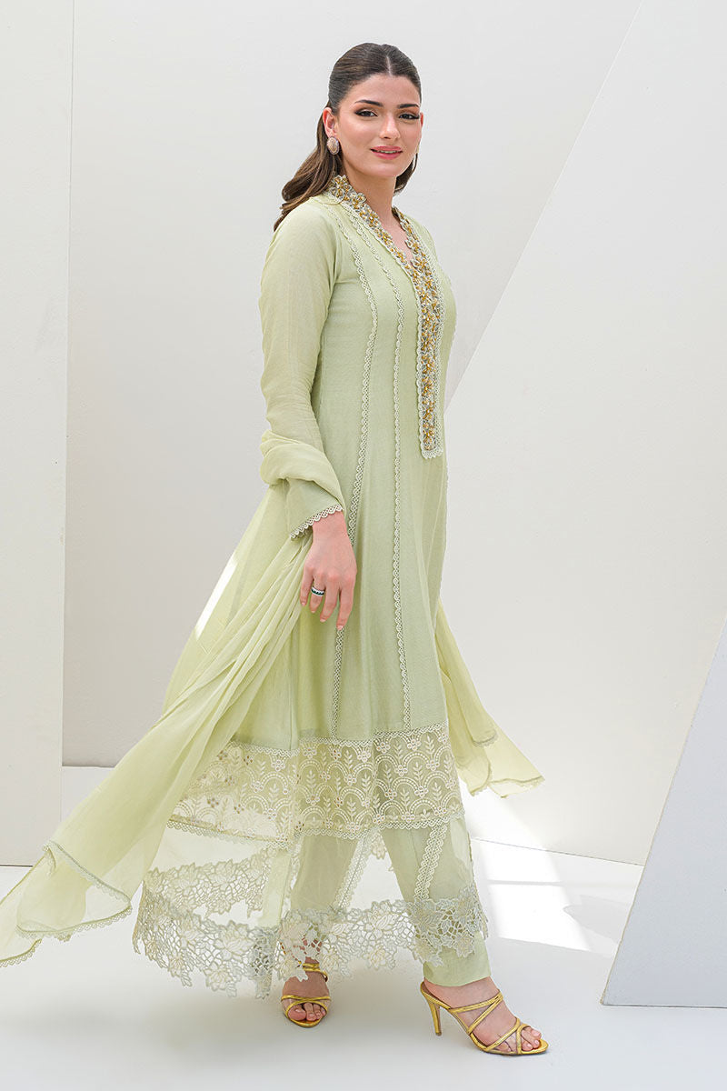 Fatima Khan | Serene Eid Luxe Pret | Honeydew Hue - Official Fatima Khan stockist in UK - Sakeena London