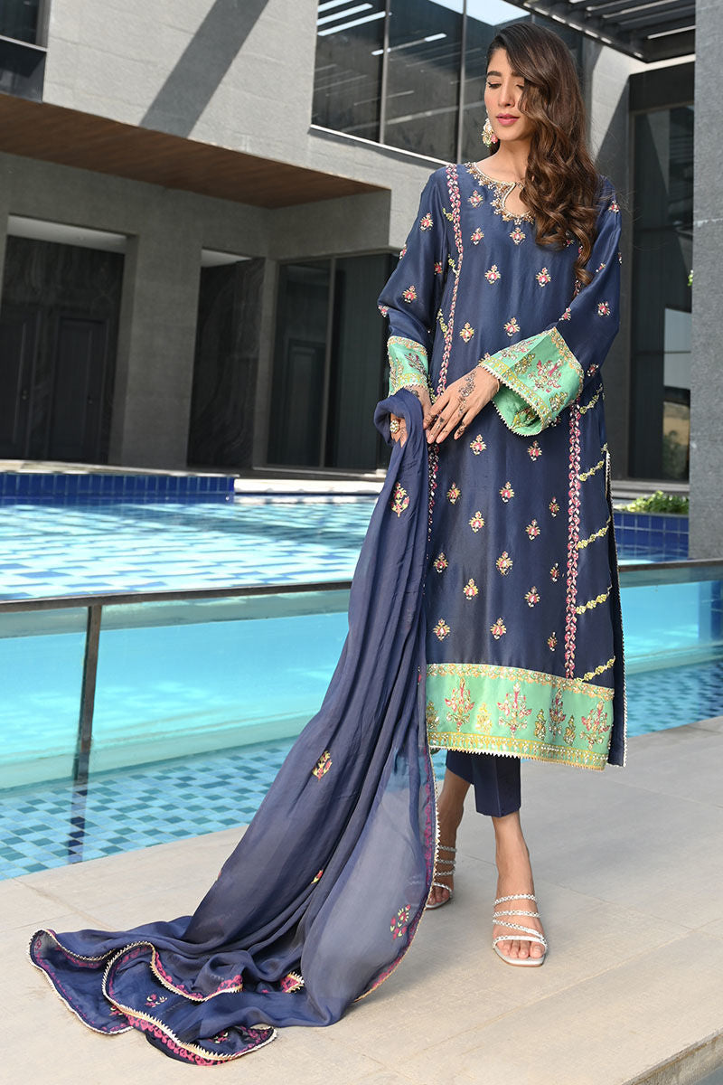 Ansab Jahangir | Luxury Silk Pret | BLUE SAPPHIRE - Official Ansab Jahangir stockist in UK - Sakeena London