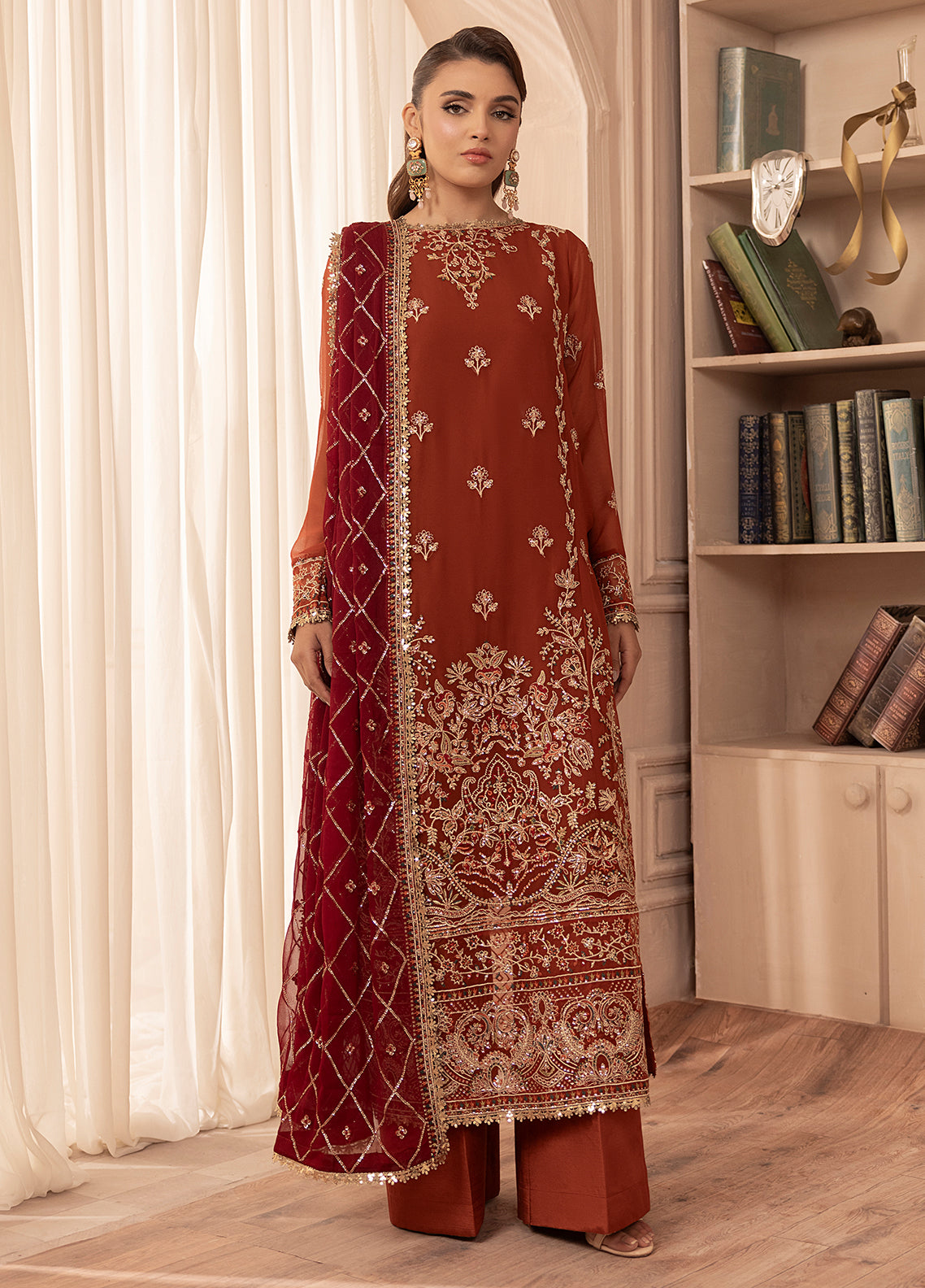 Sahane | Elyssa Festive Chiffon | CT-19007 Dune - ELYSSA - Official Sahane stockist in UK - Sakeena London