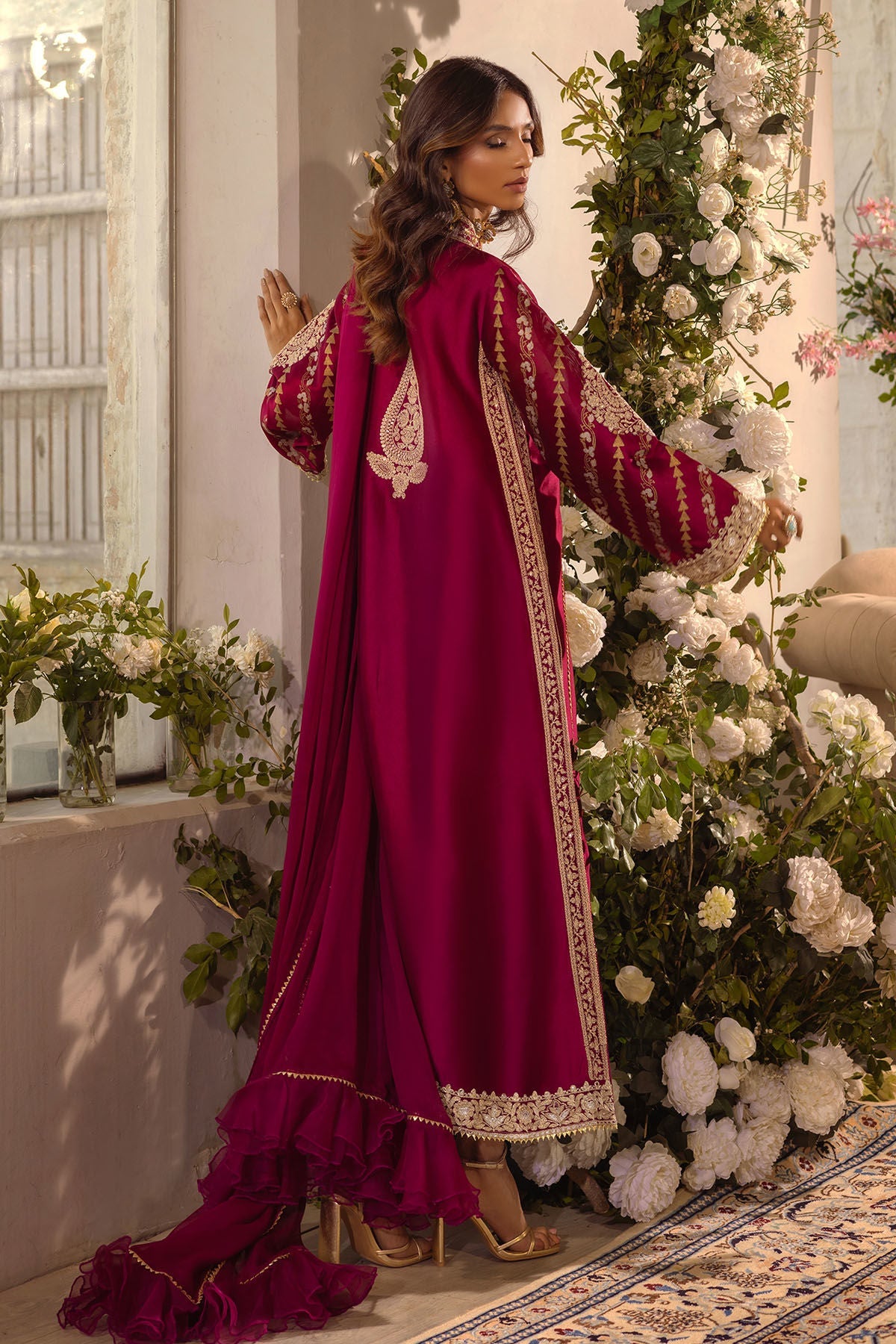 Annus Abrar | Designer Picks 24 | VISAAL CRANBERRY-SHIRT AND DUPATTA - Official Annus Abrar stockist in UK - Sakeena London