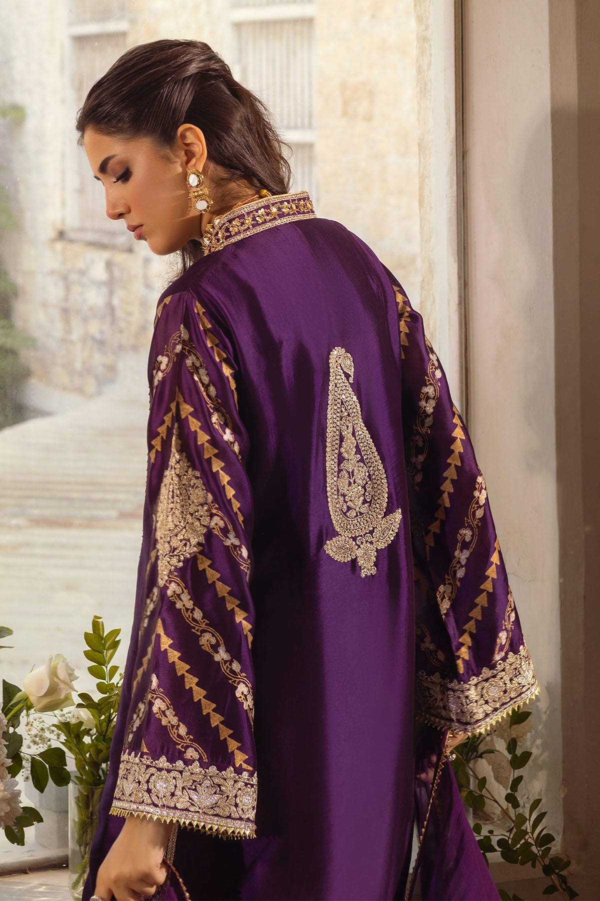 Annus Abrar | Designer Picks 24 | VISAAL AUBERGINE - SHIRT AND DUPATTA - Official Annus Abrar stockist in UK - Sakeena London