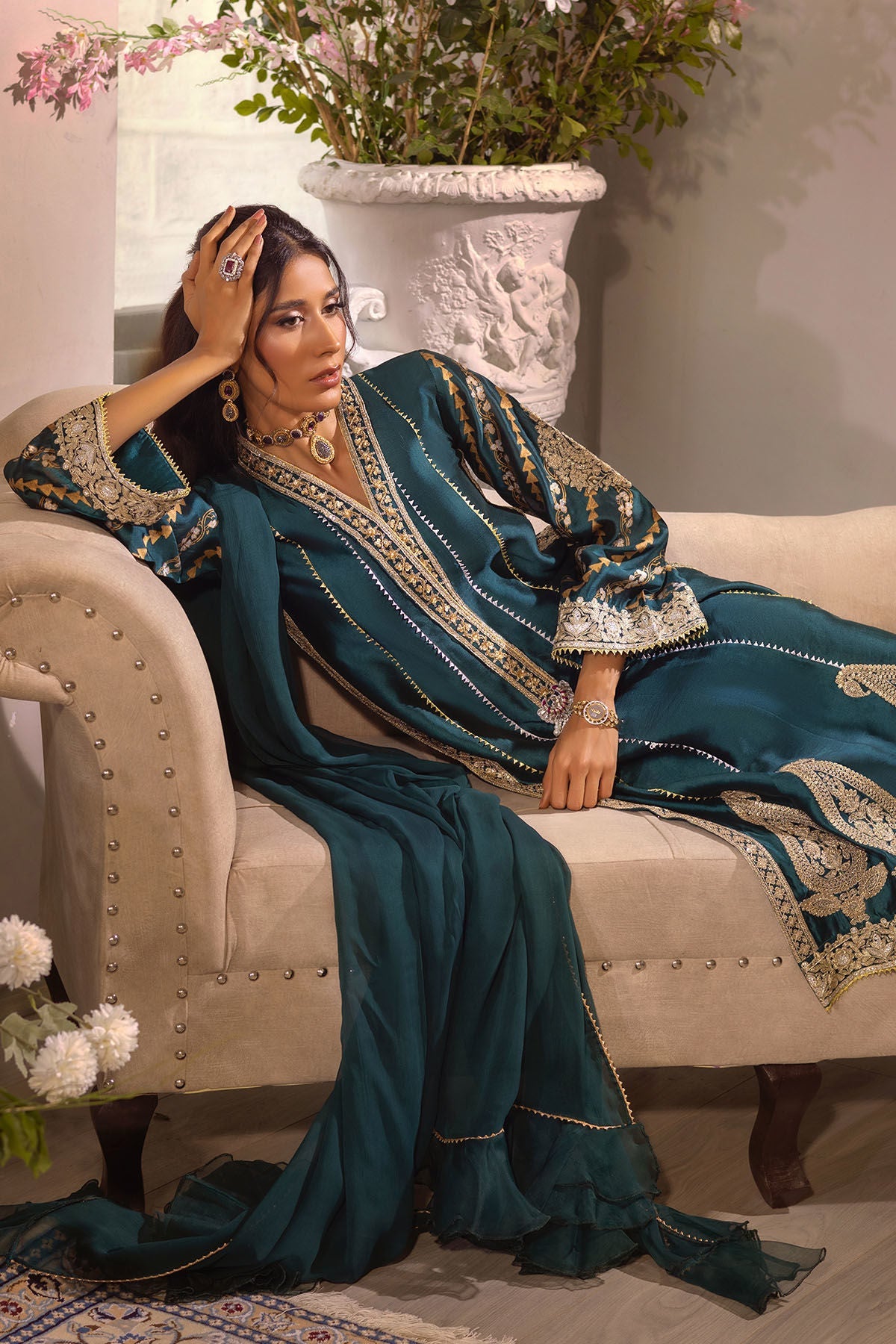 Annus Abrar | Designer Picks 24 | VISAAL EMERALD - SHIRT AND DUPATTA - Official Annus Abrar stockist in UK - Sakeena London
