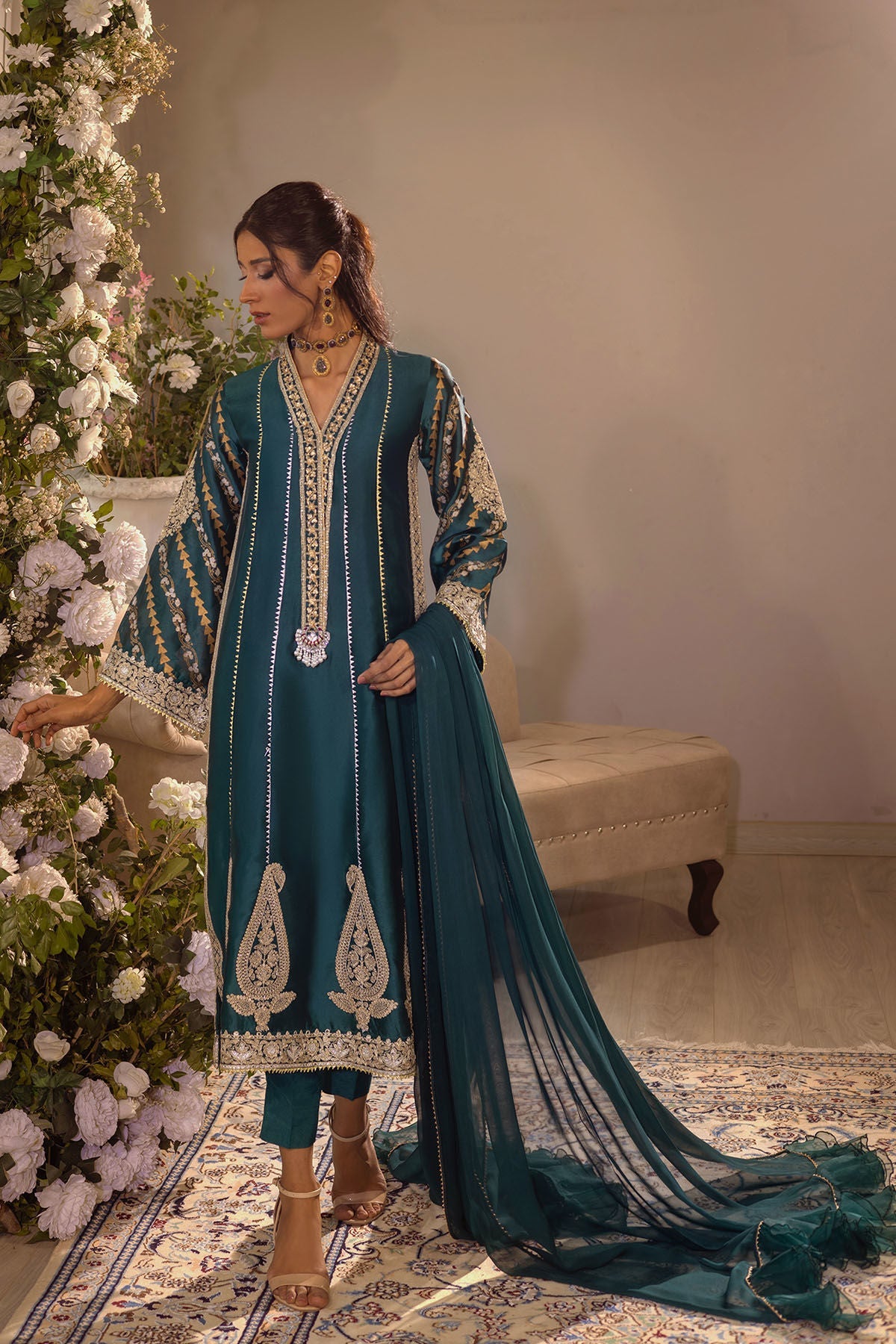 Annus Abrar | Designer Picks 24 | VISAAL EMERALD - SHIRT AND DUPATTA - Official Annus Abrar stockist in UK - Sakeena London