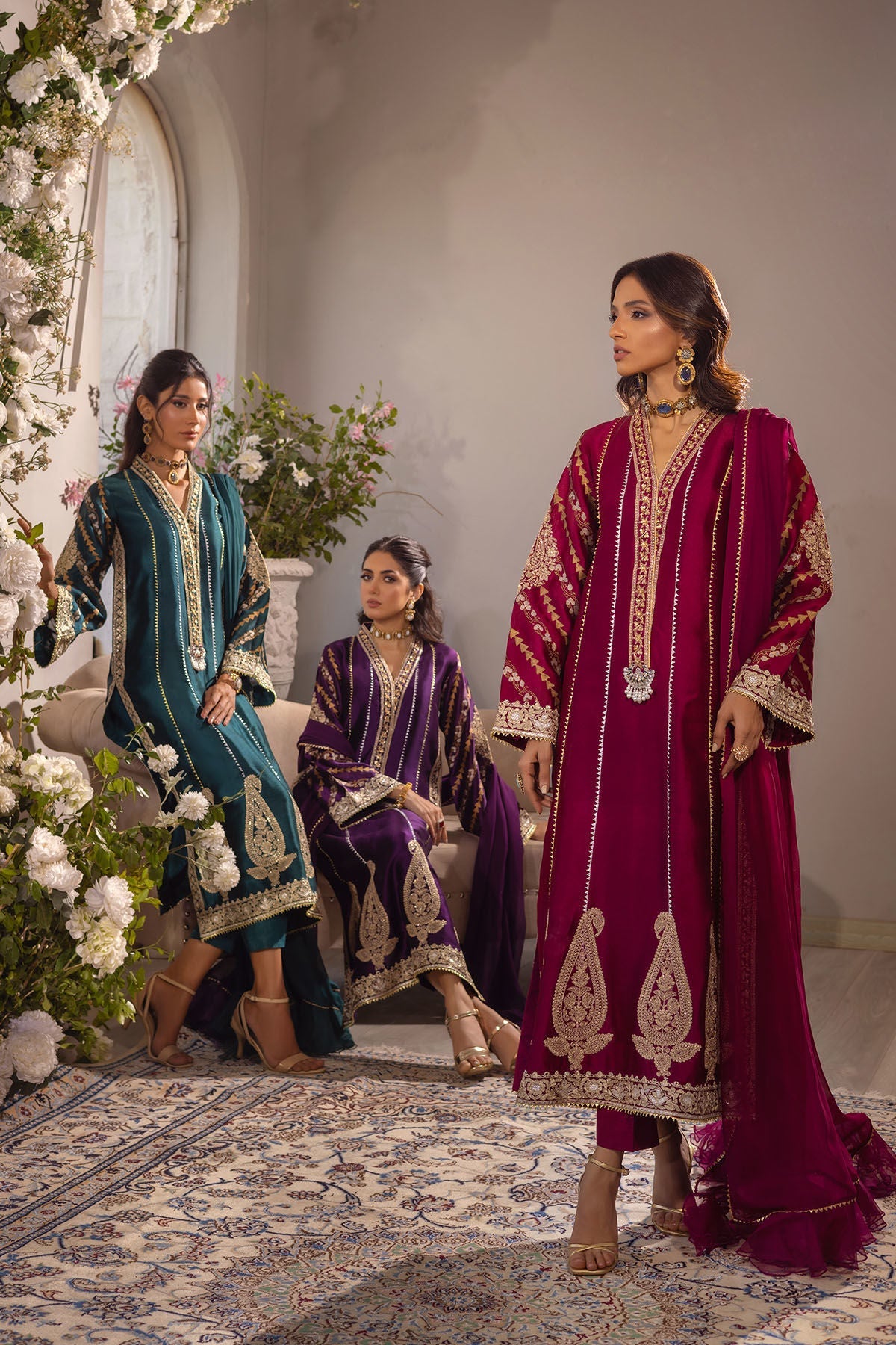 Annus Abrar | Designer Picks 24 | VISAAL CRANBERRY-SHIRT AND DUPATTA - Official Annus Abrar stockist in UK - Sakeena London
