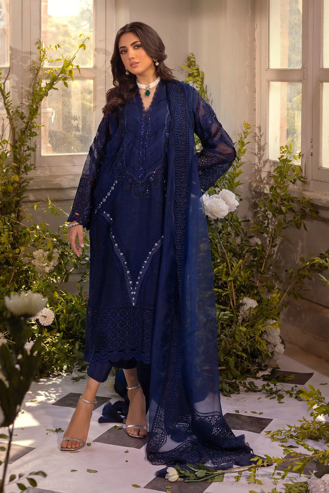 Annus Abrar | Designer Picks 24 | MISHKA MIDNIGHT BLUE - SHIRT AND PANTS - Official Annus Abrar stockist in UK - Sakeena London