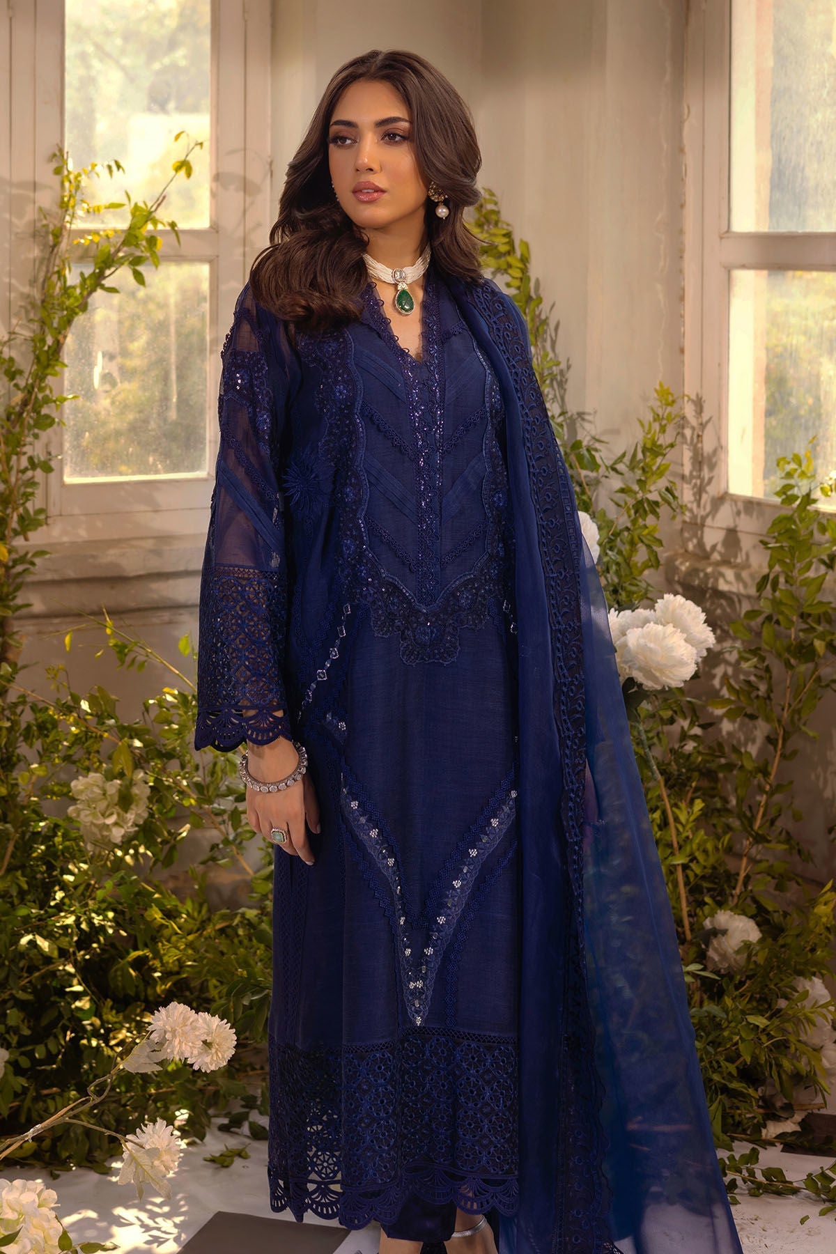 Annus Abrar | Designer Picks 24 | MISHKA MIDNIGHT BLUE - SHIRT AND PANTS - Official Annus Abrar stockist in UK - Sakeena London