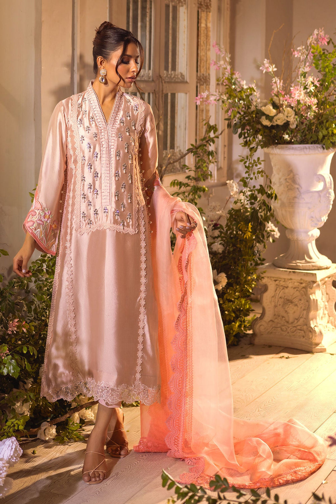 Annus Abrar | Designer Picks 24 | MAMIA PEACH - SHIRT AND PANTS - Official Annus Abrar stockist in UK - Sakeena London