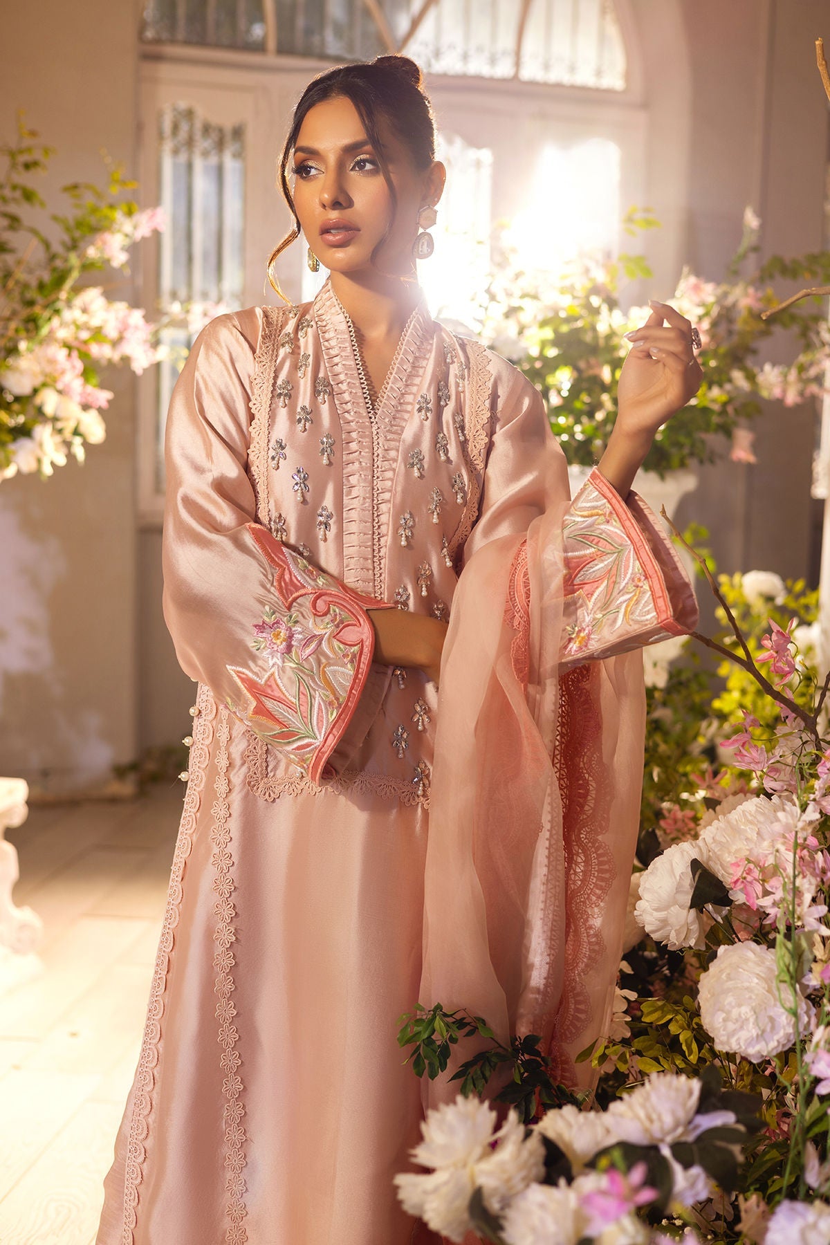 Annus Abrar | Designer Picks 24 | MAMIA PEACH - SHIRT AND PANTS - Official Annus Abrar stockist in UK - Sakeena London
