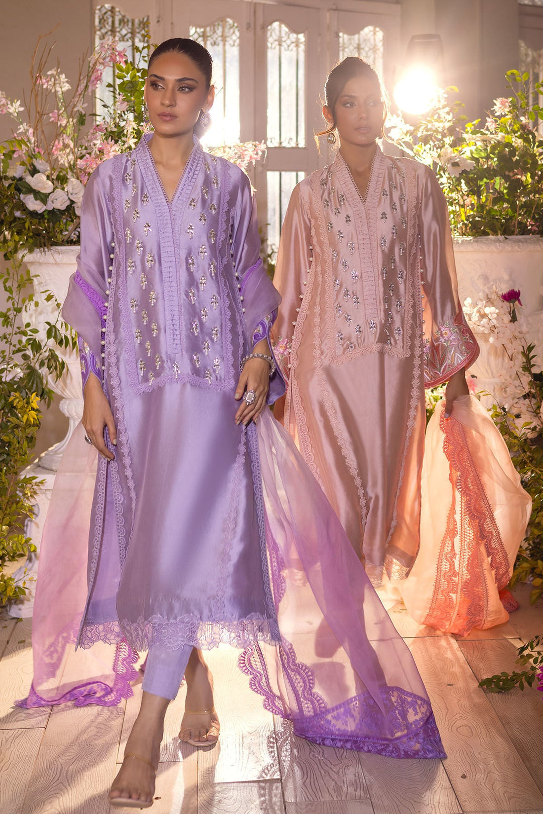Annus Abrar | Designer Picks 24 | MAMIA PEACH - SHIRT AND PANTS - Official Annus Abrar stockist in UK - Sakeena London