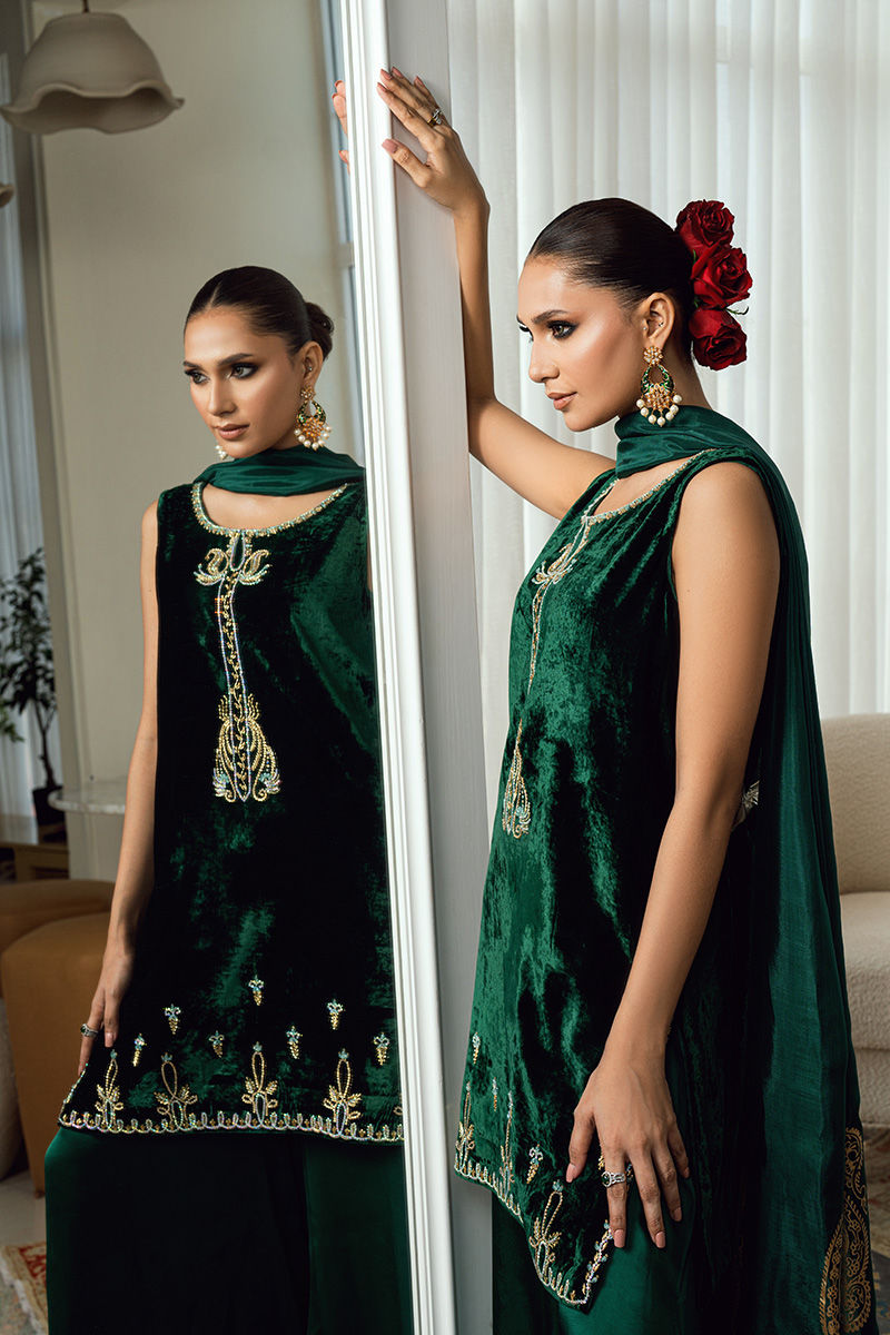 Fatima Khan | Warm Whisper Velvet 25 | Emerald Dusk - Official Fatima Khan stockist in UK - Sakeena London