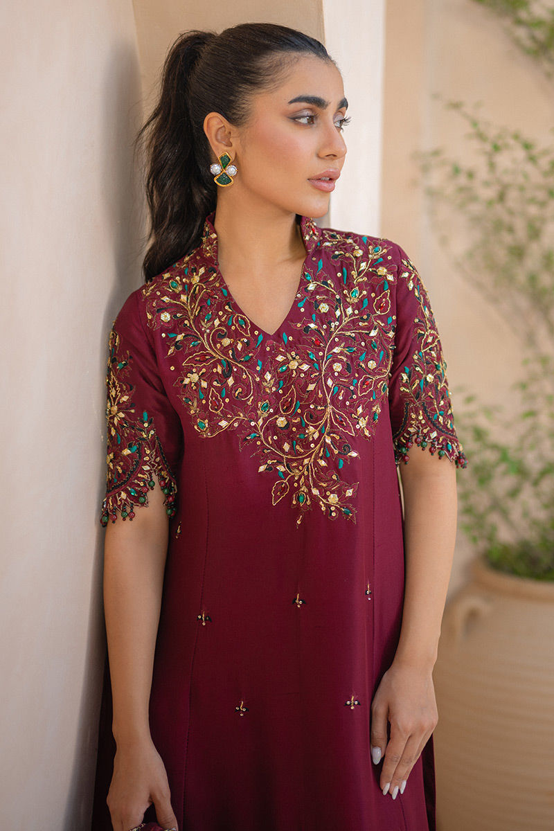 Ansab Jahangir | Luxury Silk Pret | CRIMSON - Official Ansab Jahangir stockist in UK - Sakeena London