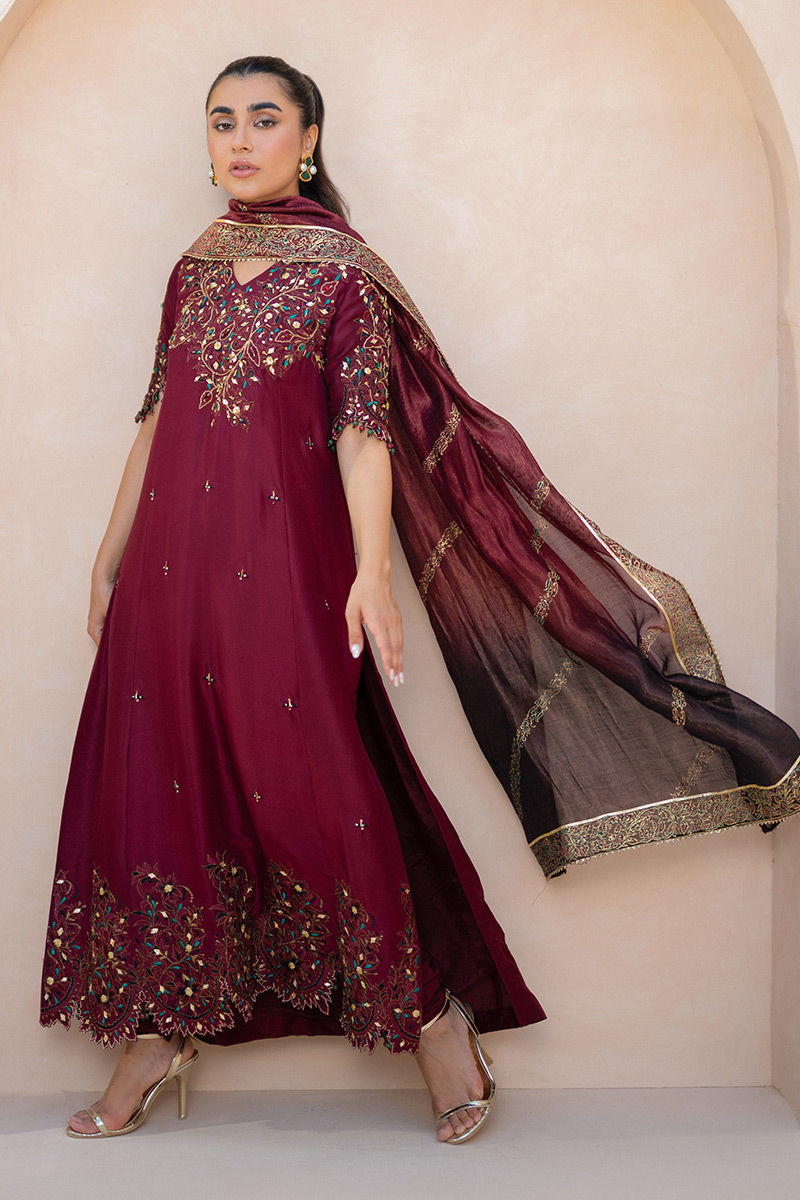 Ansab Jahangir | Luxury Silk Pret | CRIMSON - Official Ansab Jahangir stockist in UK - Sakeena London